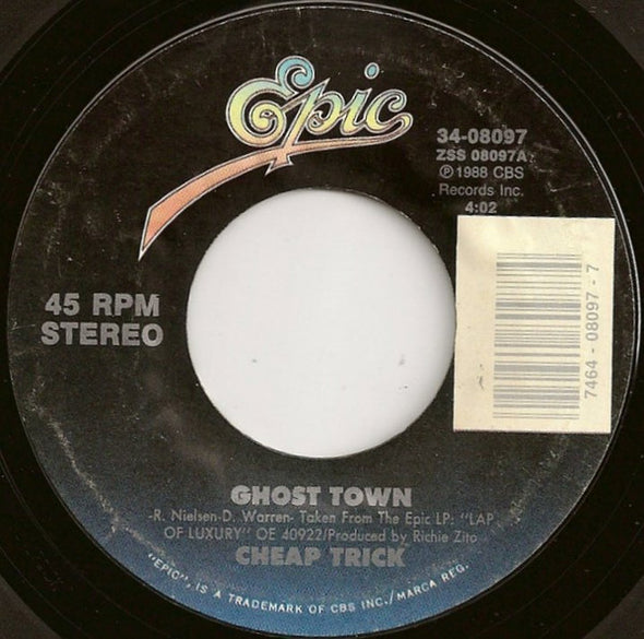 Cheap Trick : Ghost Town (7", Single, Styrene, Car)