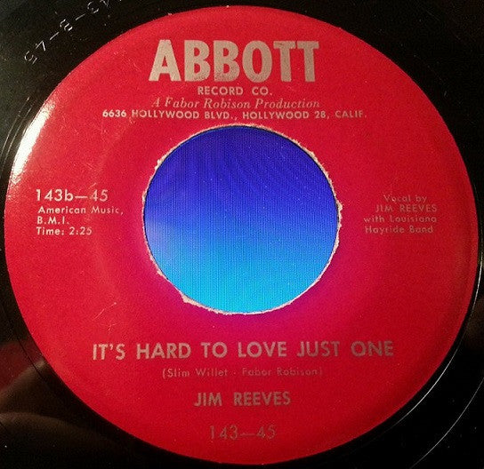 Jim Reeves With Louisiana Hayride Band : El Rancho Del Rio / It's Hard To Love Just One (7", Single)