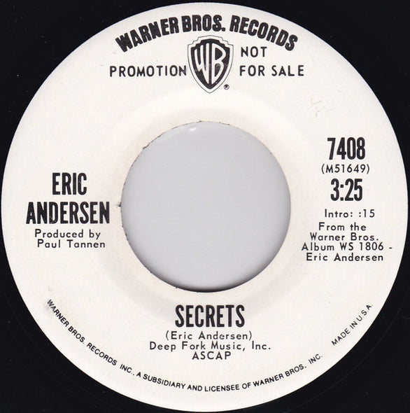 Eric Andersen (2) : Lie With Me / Secrets (7", Single, Promo)