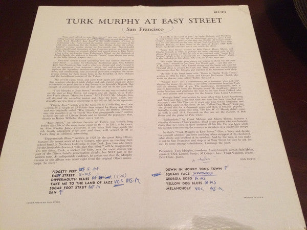Turk Murphy : Turk Murphy At Easy Street San Francisco (LP, Album, Mono)