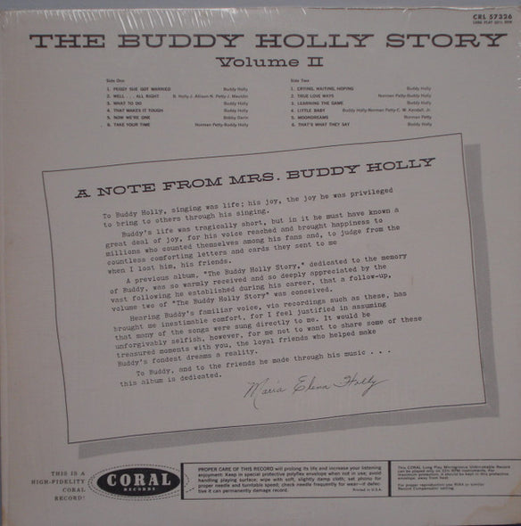 Buddy Holly : The Buddy Holly Story Volume II (LP, Comp, Mono, RP)