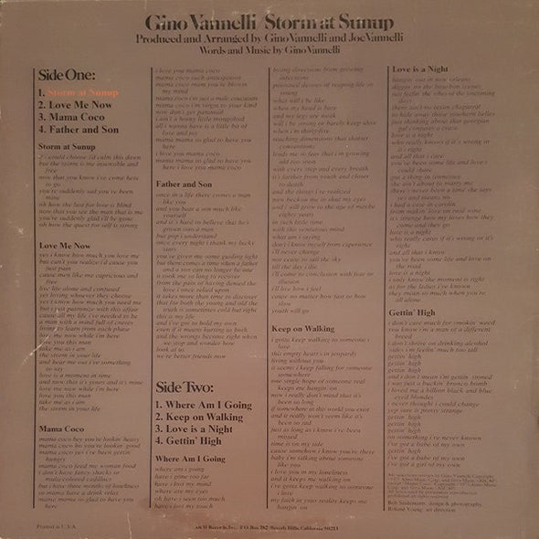 Gino Vannelli : Storm At Sunup (LP, Album, Ter)