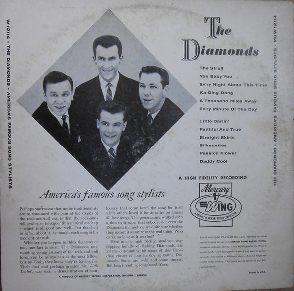 The Diamonds : The Diamonds - America's Famous Song Stylists (LP, Album, Mono)