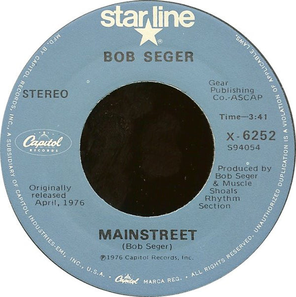 Bob Seger : Night Moves / Mainstreet (7", RE)