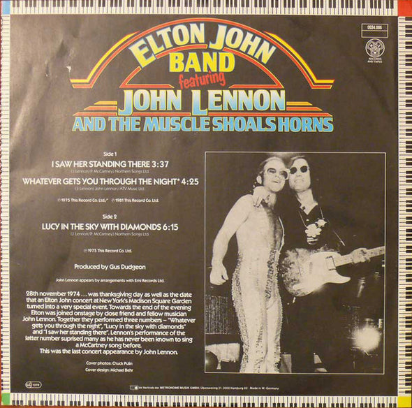 Elton John Band Featuring John Lennon And Muscle Shoals Horns : I Saw Her Standing There (12", Single)