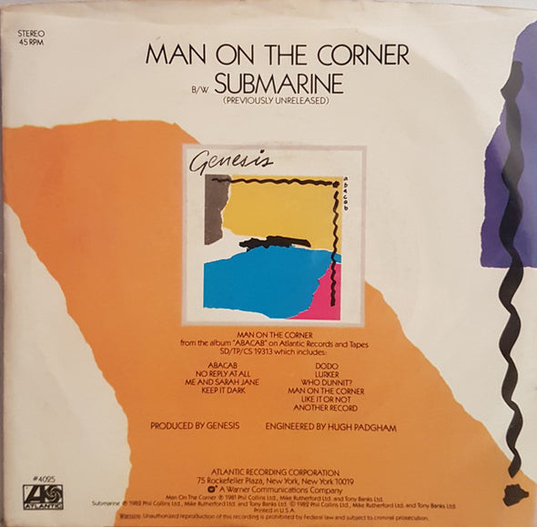 Genesis : Man On The Corner (7", Single, All)