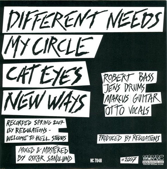 Regulations : Different Needs E.P. (7", EP)