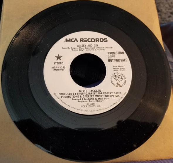 Merle Haggard : No One To Sing For (But The Band) / Misery And Gin (7", Single, Promo)