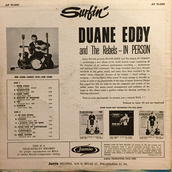 Duane Eddy And The Rebels : Surfin' (LP, Album, Mono)