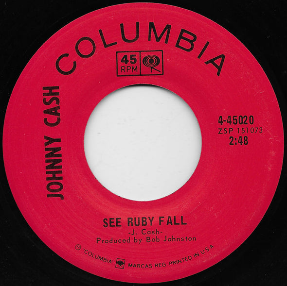 Johnny Cash : See Ruby Fall  (7", Single, San)
