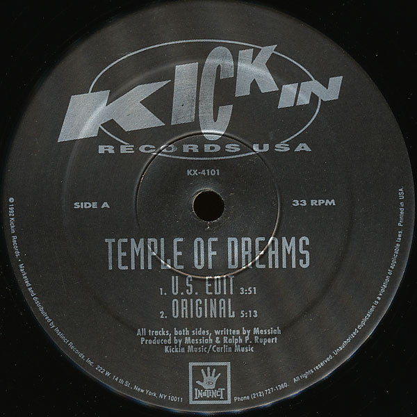 Messiah : Temple Of Dreams (12")