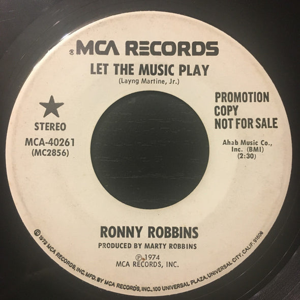 Ronny Robbins : Let The Music Play (7", Single, Promo)