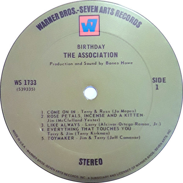 The Association (2) : Birthday (LP, Album, Ter)