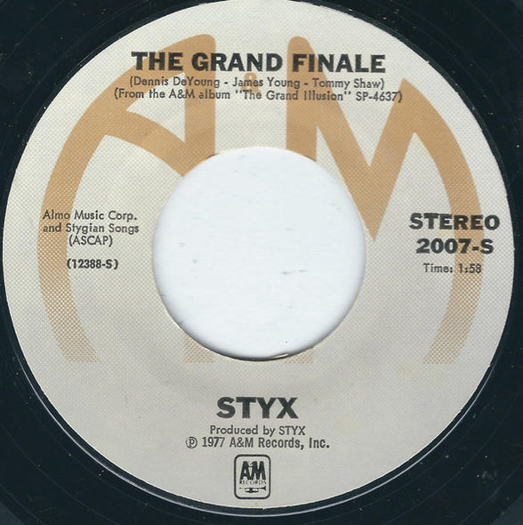 Styx : Fooling Yourself (7", Styrene, Mon)