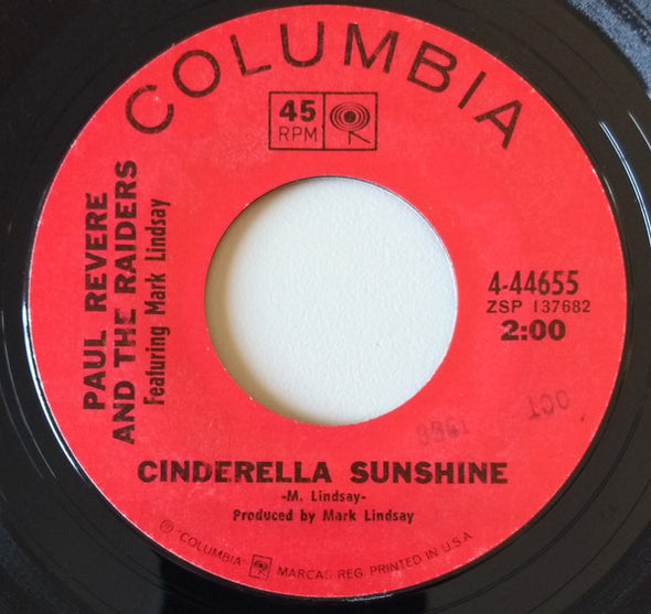 Paul Revere And The Raiders* Featuring Mark Lindsay : Cinderella Sunshine / It's Happening (7", Single, Styrene, Ter)