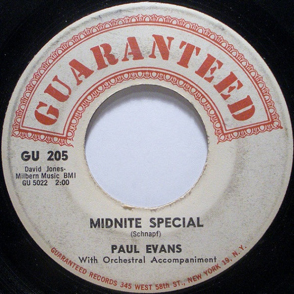 Paul Evans : Midnite Special / Since I Met You Baby (7", Single)