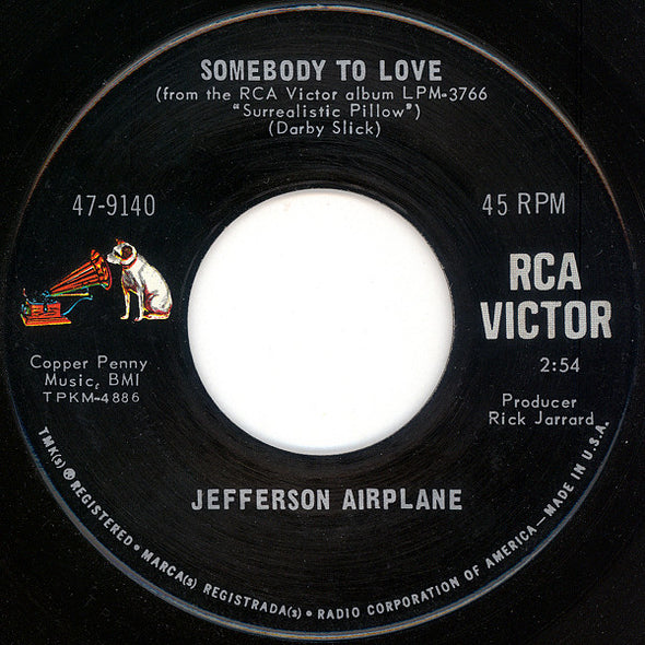 Jefferson Airplane : Somebody To Love (7", Single, Roc)