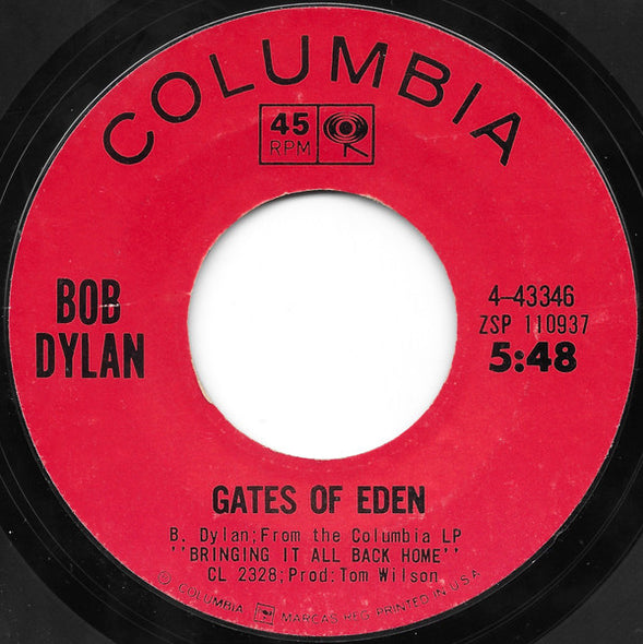 Bob Dylan : Like A Rolling Stone / Gates of Eden (7", Single, Styrene, Ter)