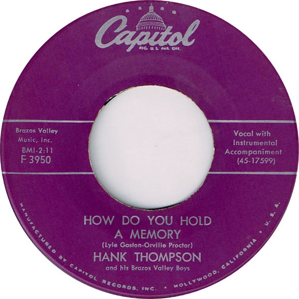 Hank Thompson and His Brazos Valley Boys : Li'l Liza Jane / How Do You Hold A Memory (7", Single)