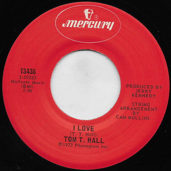 Tom T. Hall : I Love / Back When We Were Young (7", Single, San)