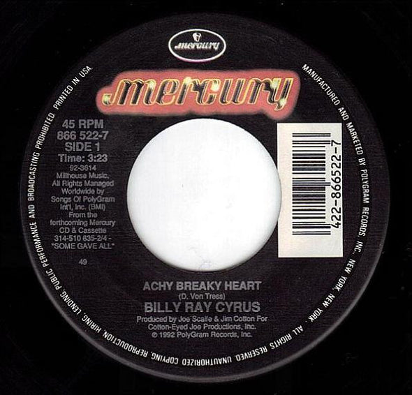 Billy Ray Cyrus : Achy Breaky Heart (7")