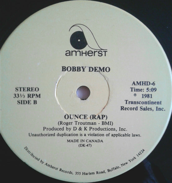 Bobby Demo* : More Ounce (Rap) (12")