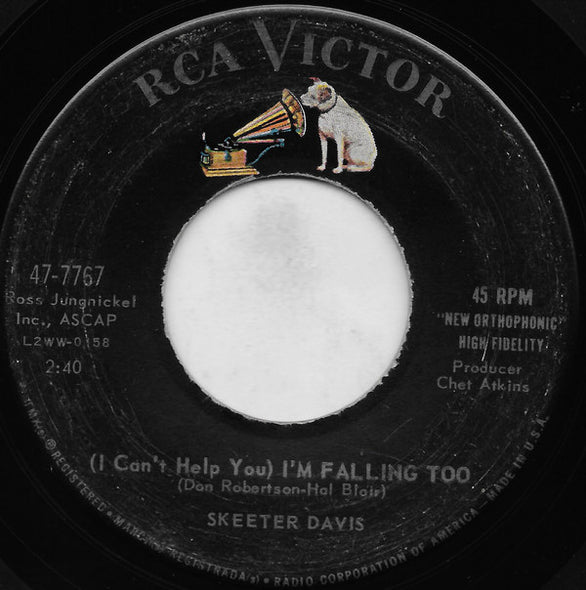 Skeeter Davis : (I Can't Help You) I'm Falling Too (7", Single, Ind)