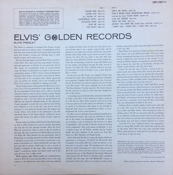 Elvis Presley : Elvis' Golden Records (LP, Album, Comp, RE, Ind)