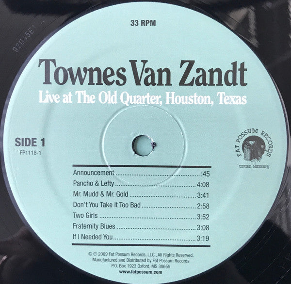 Townes Van Zandt : Live At The Old Quarter, Houston, Texas (2xLP, Album, RE, Gat)