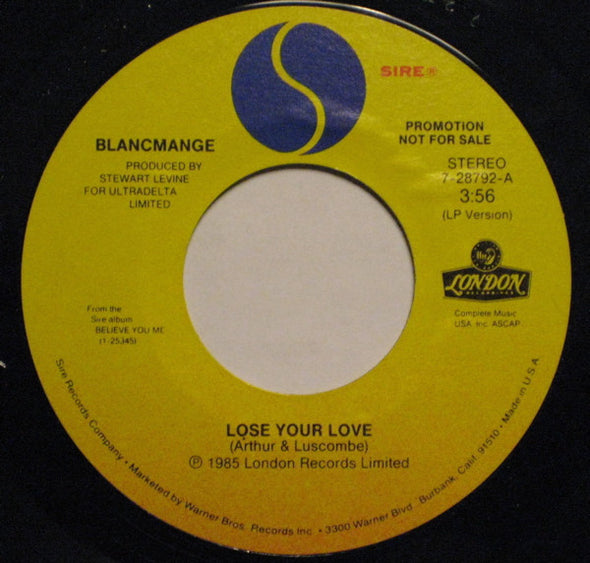 Blancmange : Lose Your Love (7", Promo)