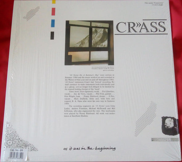 Crass : 10 Notes On A Summer's Day (12", Single, RE, RM)