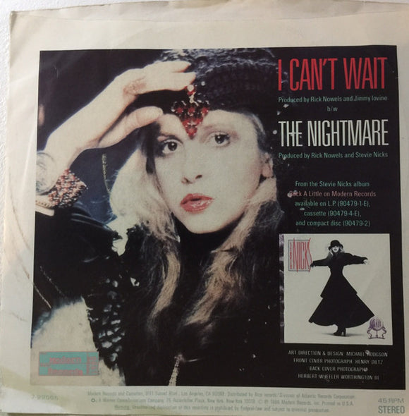 Stevie Nicks : I Can't Wait (7", Single, Spe)