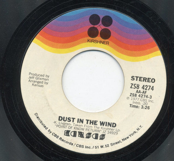 Kansas (2) : Dust In The Wind (7", Single, Styrene, Pit)