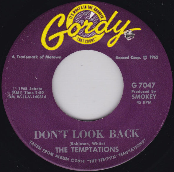 The Temptations : Don't Look Back / My Baby (7", Single)