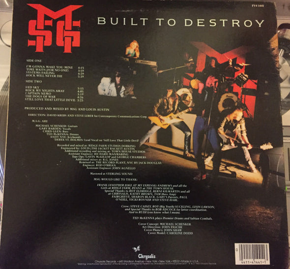 The Michael Schenker Group : Built To Destroy (LP, Album, Car)