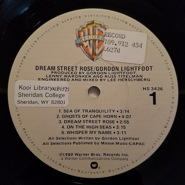 Gordon Lightfoot : Dream Street Rose (LP, Album, Los)