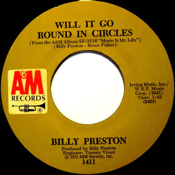 Billy Preston : Will It Go Round In Circles / Blackbird (7", Mono, Styrene, Mon)