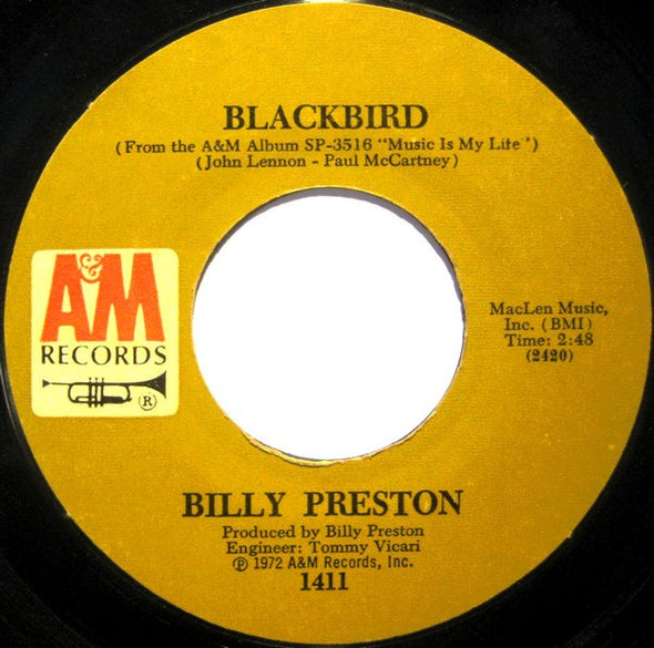 Billy Preston : Will It Go Round In Circles / Blackbird (7", Mono, Styrene, Mon)