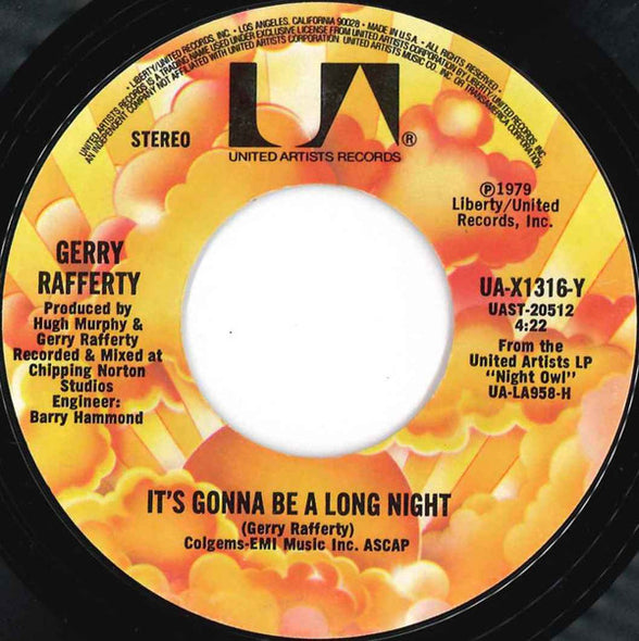 Gerry Rafferty : Get It Right Next Time / It's Gonna Be A Long Night (7", Single, Styrene, Pit)