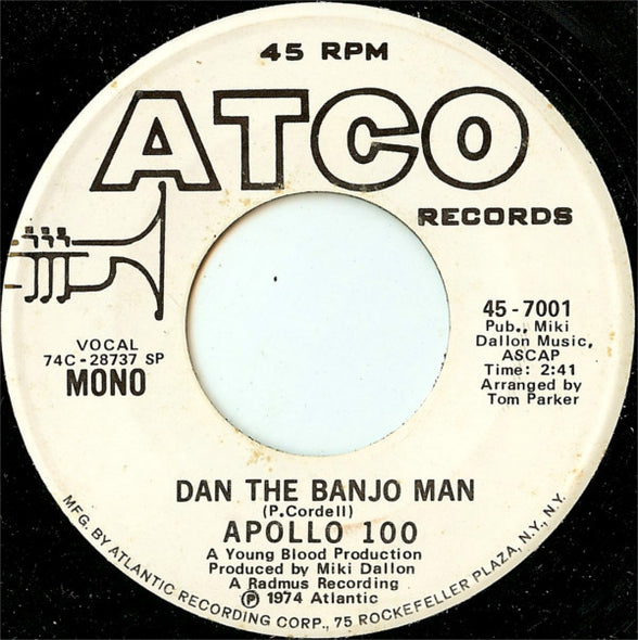 Apollo 100 : Dan The Banjo Man (7", Mono, Promo, SP )