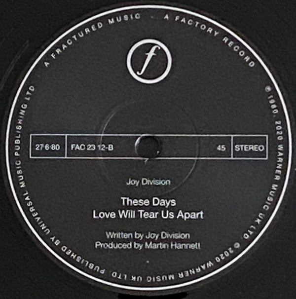 Joy Division : Love Will Tear Us Apart (12", Single, RE, RM, 180)