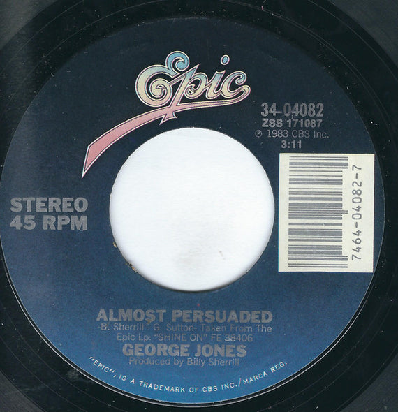 George Jones (2) : Tennessee Whiskey / Almost Persuaded (7", Single, Styrene, Pit)