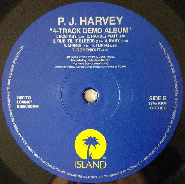 P J Harvey* : 4-Track Demos (LP, Album, RE, 180)