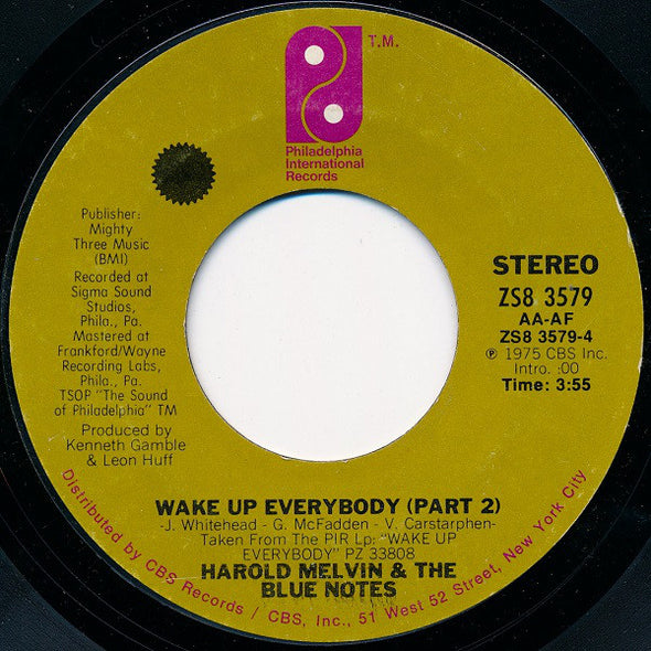 Harold Melvin And The Blue Notes : Wake Up Everybody (7", Styrene, Pit)