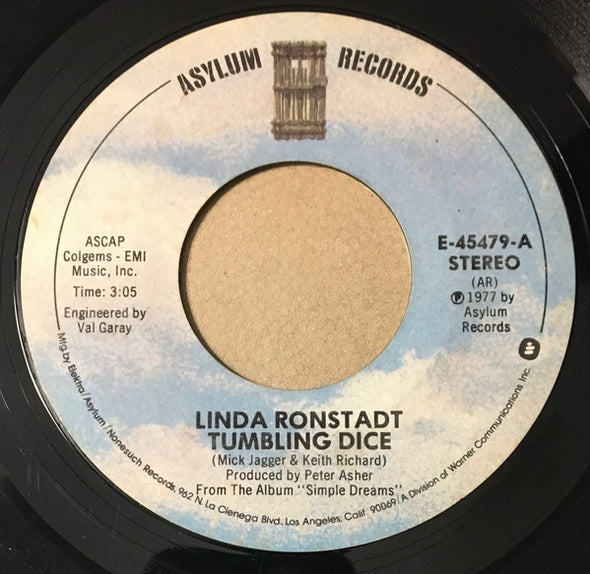 Linda Ronstadt : Tumbling Dice (7", Single, Styrene, AR)