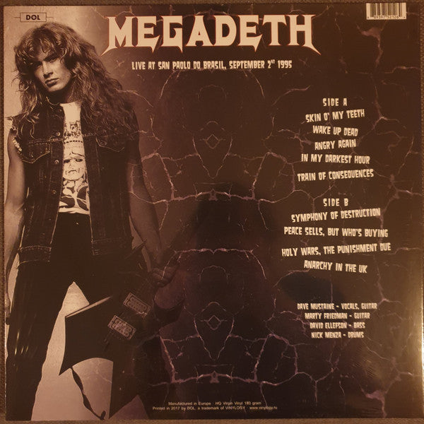 Megadeth : Live At San Paolo Do Brasil, September 2nd 1995 (LP, Unofficial, Whi)