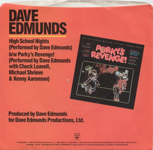 Dave Edmunds : High School Nights b/w Porky's Revenge! (7")