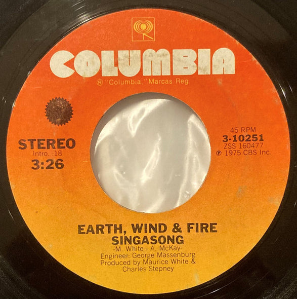 Earth, Wind & Fire : SingASong (7", Single, Ter)