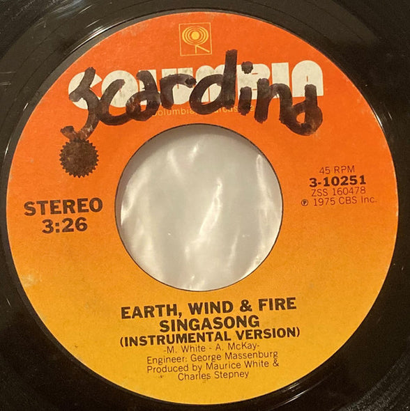 Earth, Wind & Fire : SingASong (7", Single, Ter)