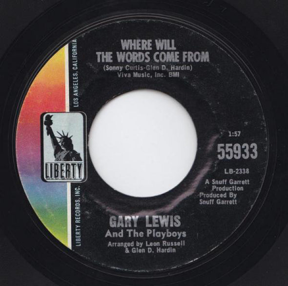 Gary Lewis And The Playboys* : Where Will The Words Come From / May The Best Man Win (7", Styrene, She)